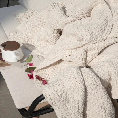 Soft Chenille Tassel Blanket - Timeless Home