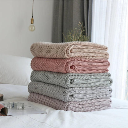 Oversized Pure Cotton Moss Stitch Knitted Blanket - Timeless Home