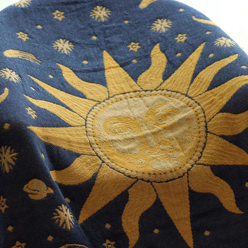 Retro Sun & Map Throw Blanket - Timeless Home