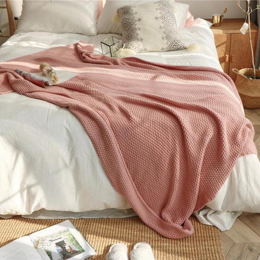 Oversized Pure Cotton Moss Stitch Knitted Blanket - Timeless Home