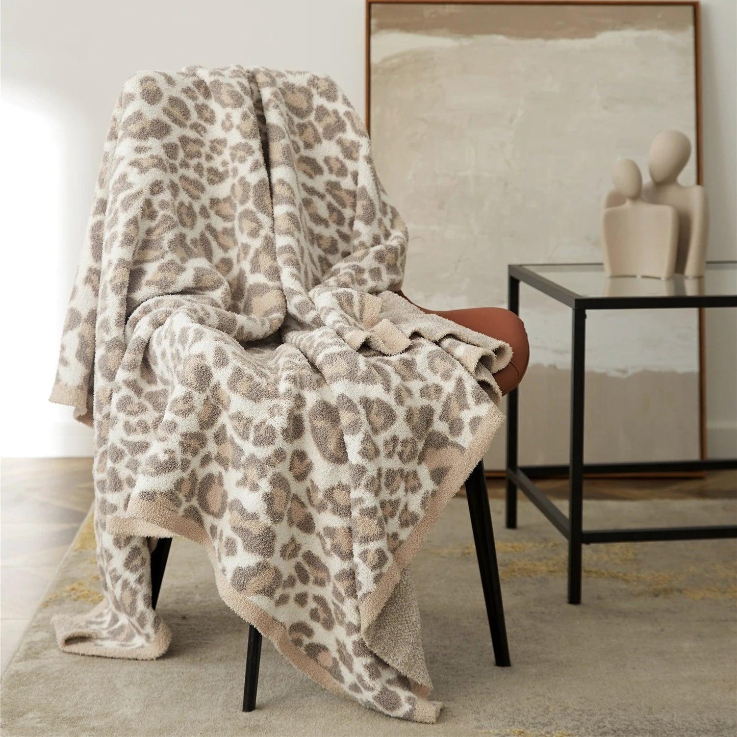 Thick Knitted Leopard Blanket - Timeless Home