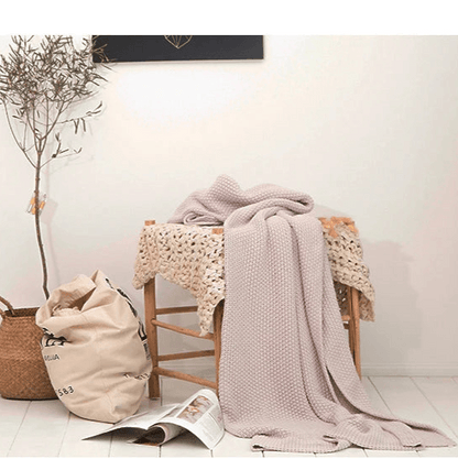 Oversized Pure Cotton Moss Stitch Knitted Blanket - Timeless Home