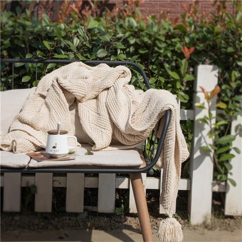 Soft Chenille Tassel Blanket - Timeless Home