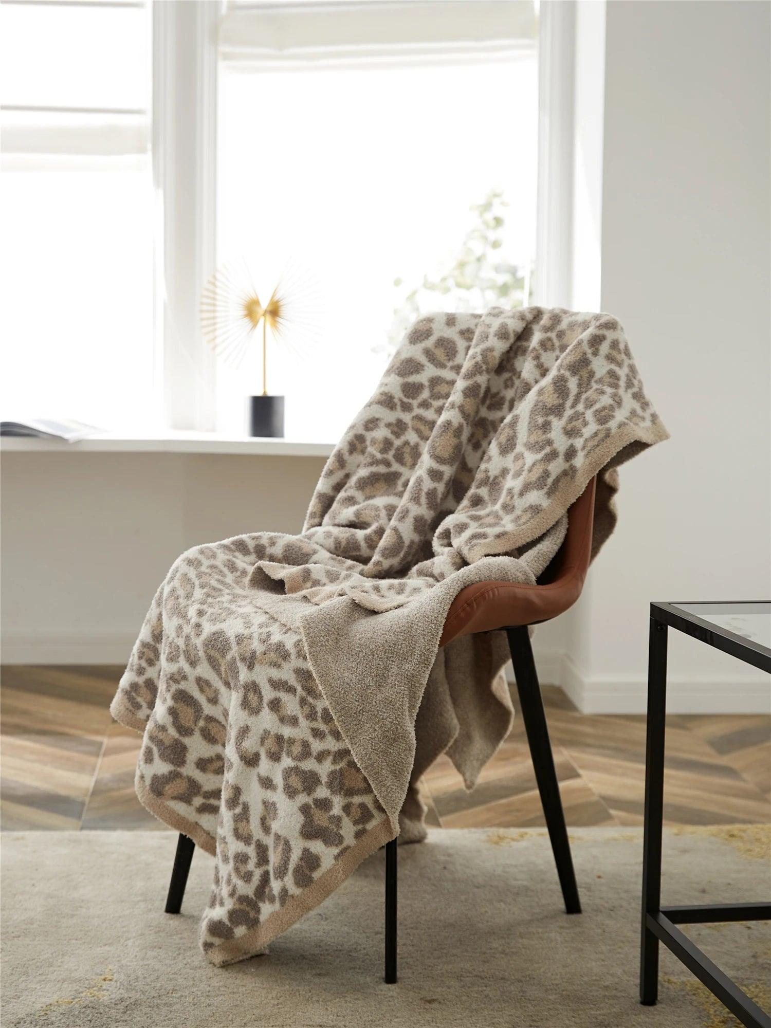 Thick Knitted Leopard Blanket - Timeless Home