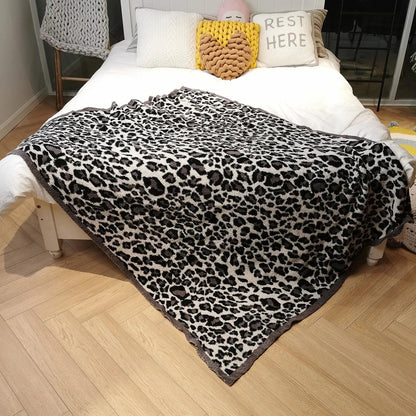 Thick Knitted Leopard Blanket - Timeless Home