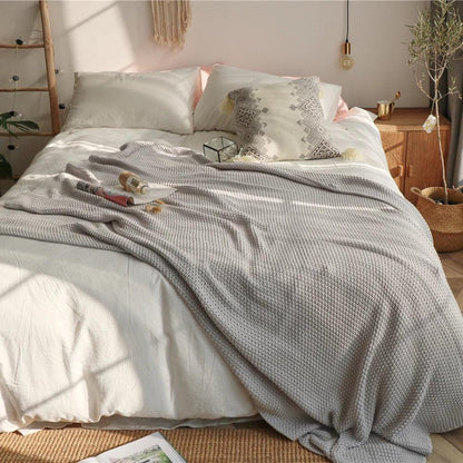 Oversized Pure Cotton Moss Stitch Knitted Blanket - Timeless Home