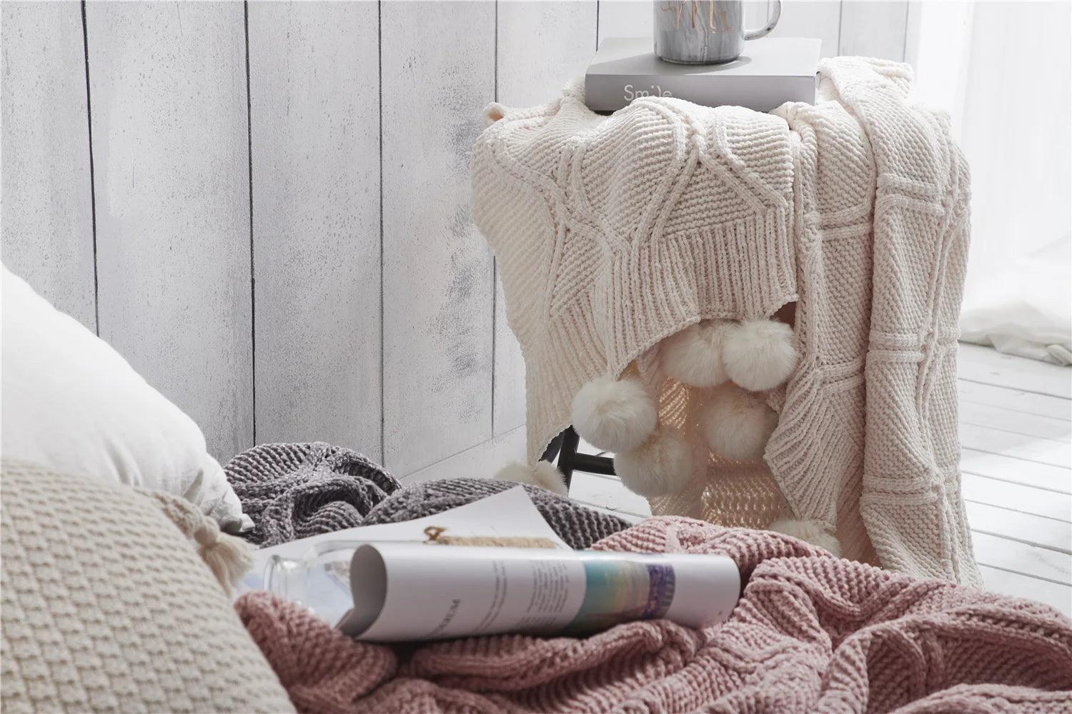 Chunky Knit Chenille Blanket - Timeless Home