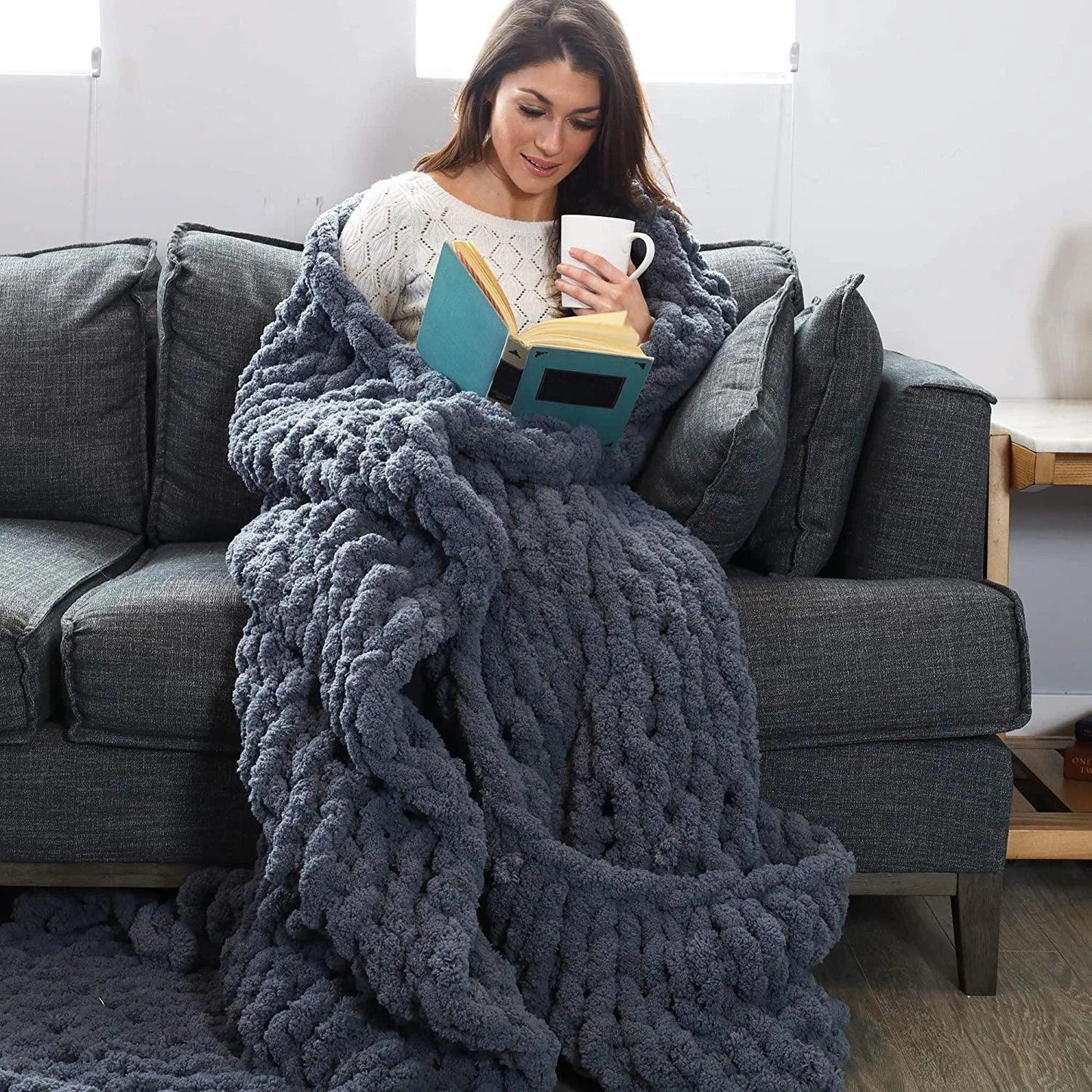 Cozy Chenille Chunky Knit Blanket - Timeless Home