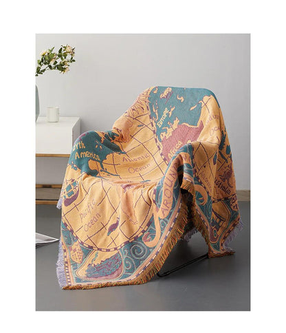 Retro Sun & Map Throw Blanket - Timeless Home