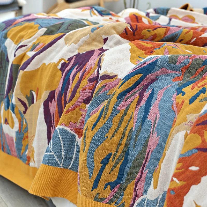 Floral Cotton Gauze Throw Blanket - Timeless Home