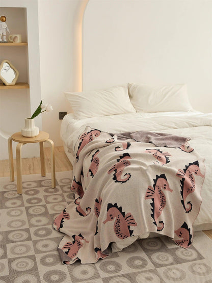 Soft Seahorse Pattern Throw Blanket - Timeless Home