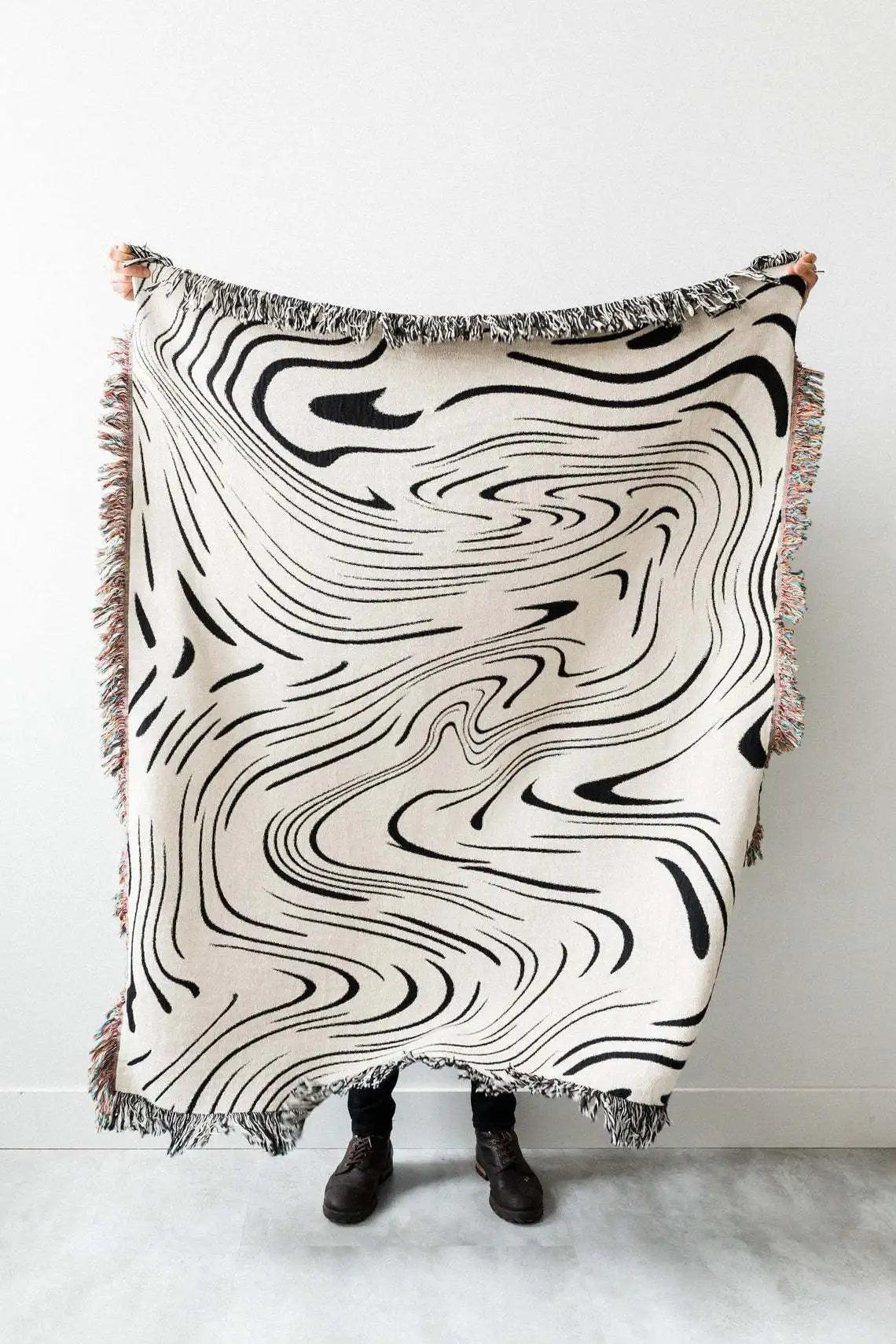 Black Water Wave Throw Blanket - Timeless Home