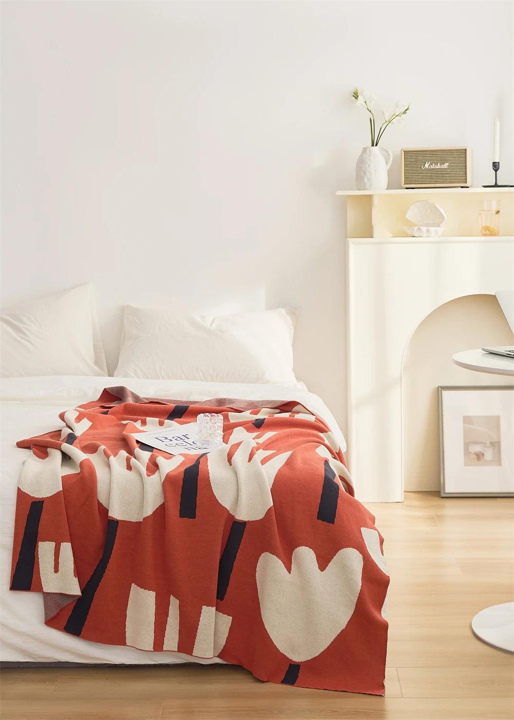 Spring Tulip Floral Cotton Knitted Blanket - Timeless Home