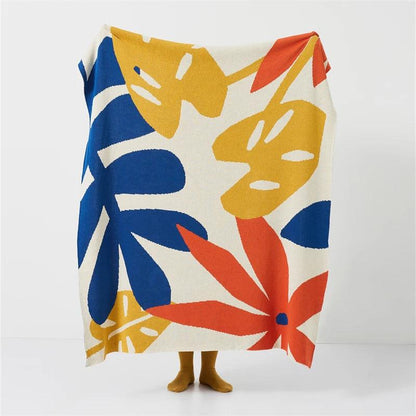 Pastoral Leaf Pattern Knit Blanket - Timeless Home