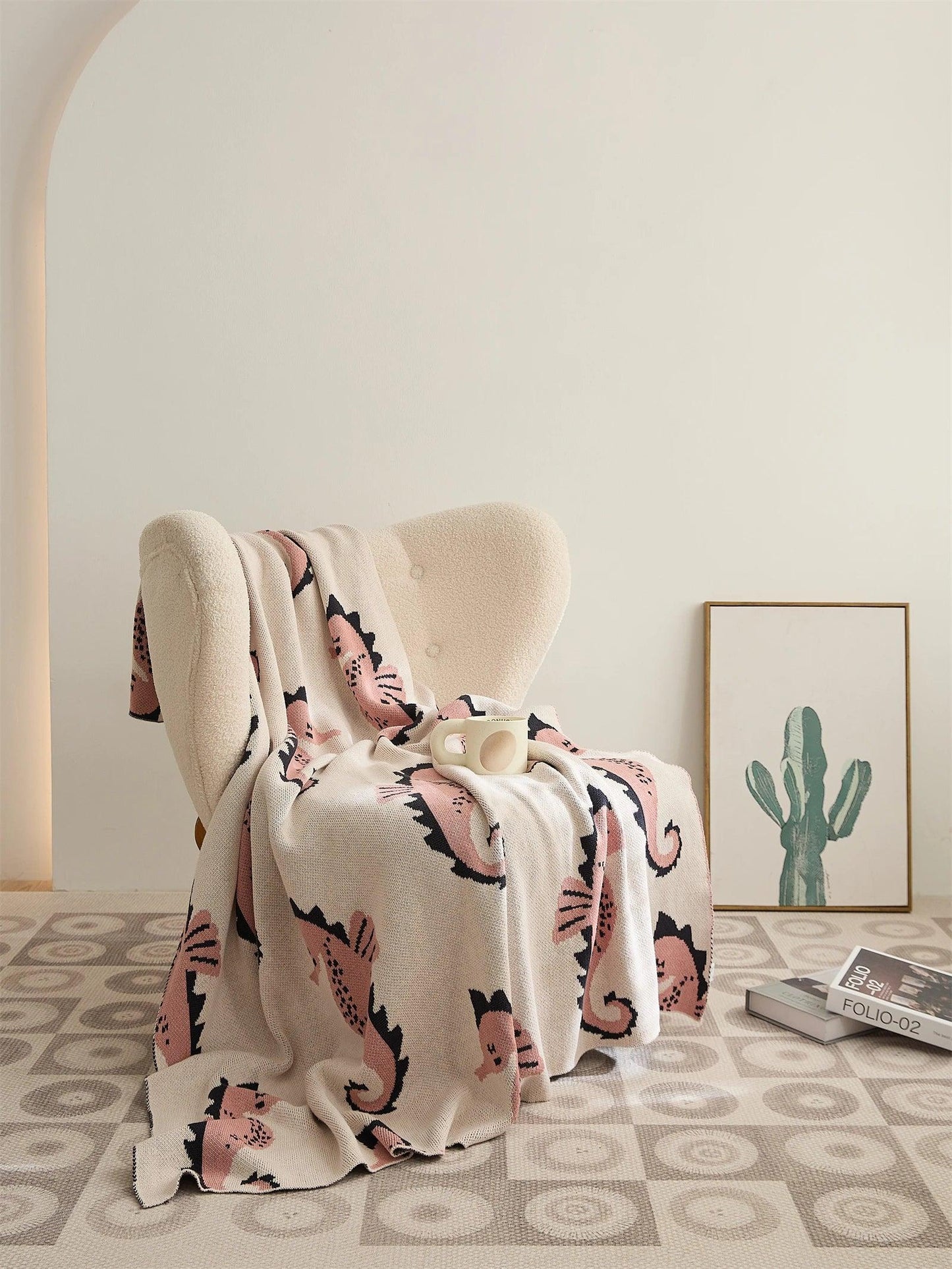 Soft Seahorse Pattern Throw Blanket - Timeless Home