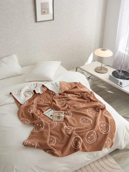 Plush Microfiber Smiley Face Blanket - Timeless Home