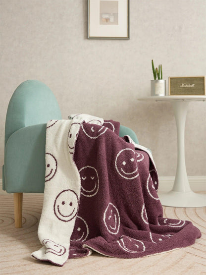 Plush Microfiber Smiley Face Blanket - Timeless Home