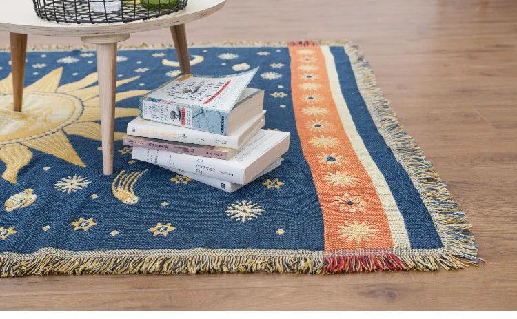 Retro Sun & Map Throw Blanket - Timeless Home