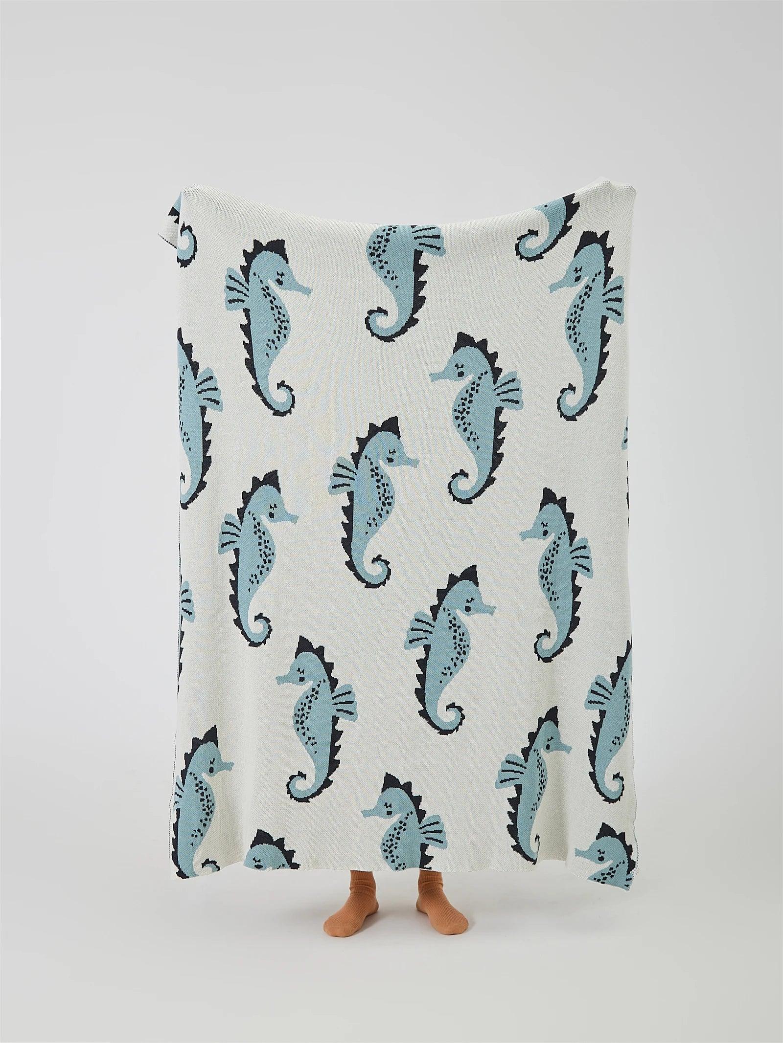 Soft Seahorse Pattern Throw Blanket - Timeless Home