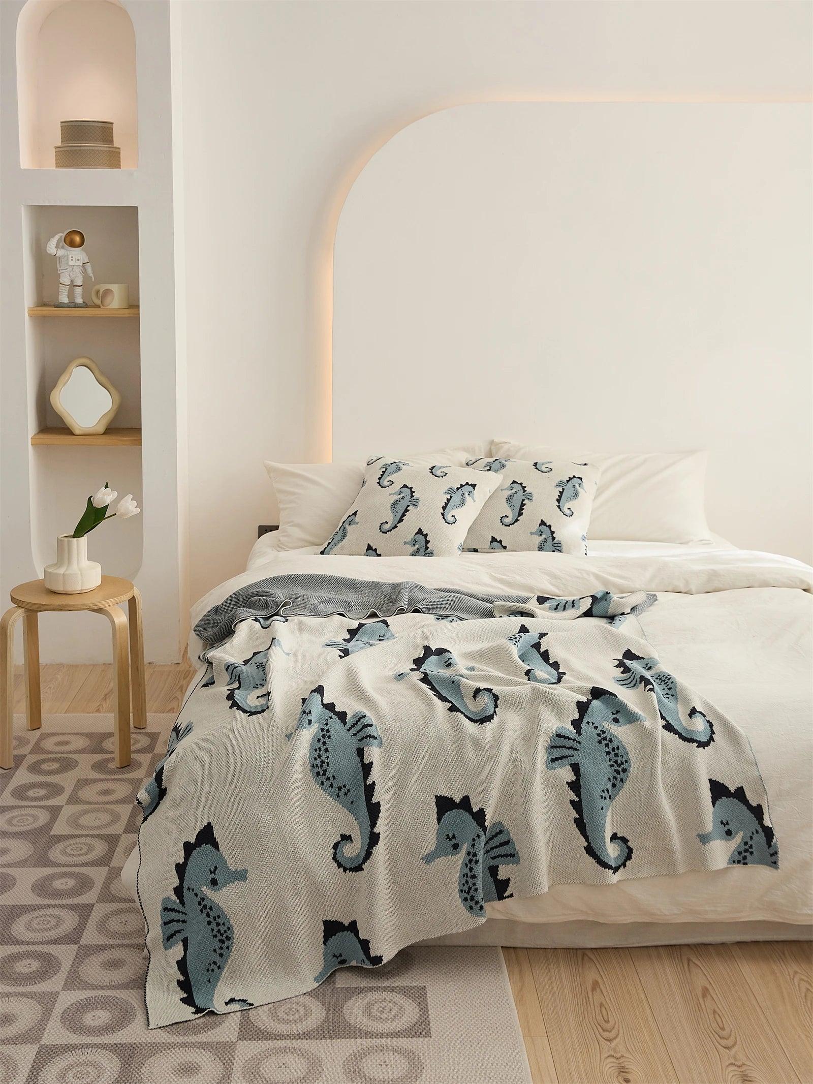 Soft Seahorse Pattern Throw Blanket - Timeless Home