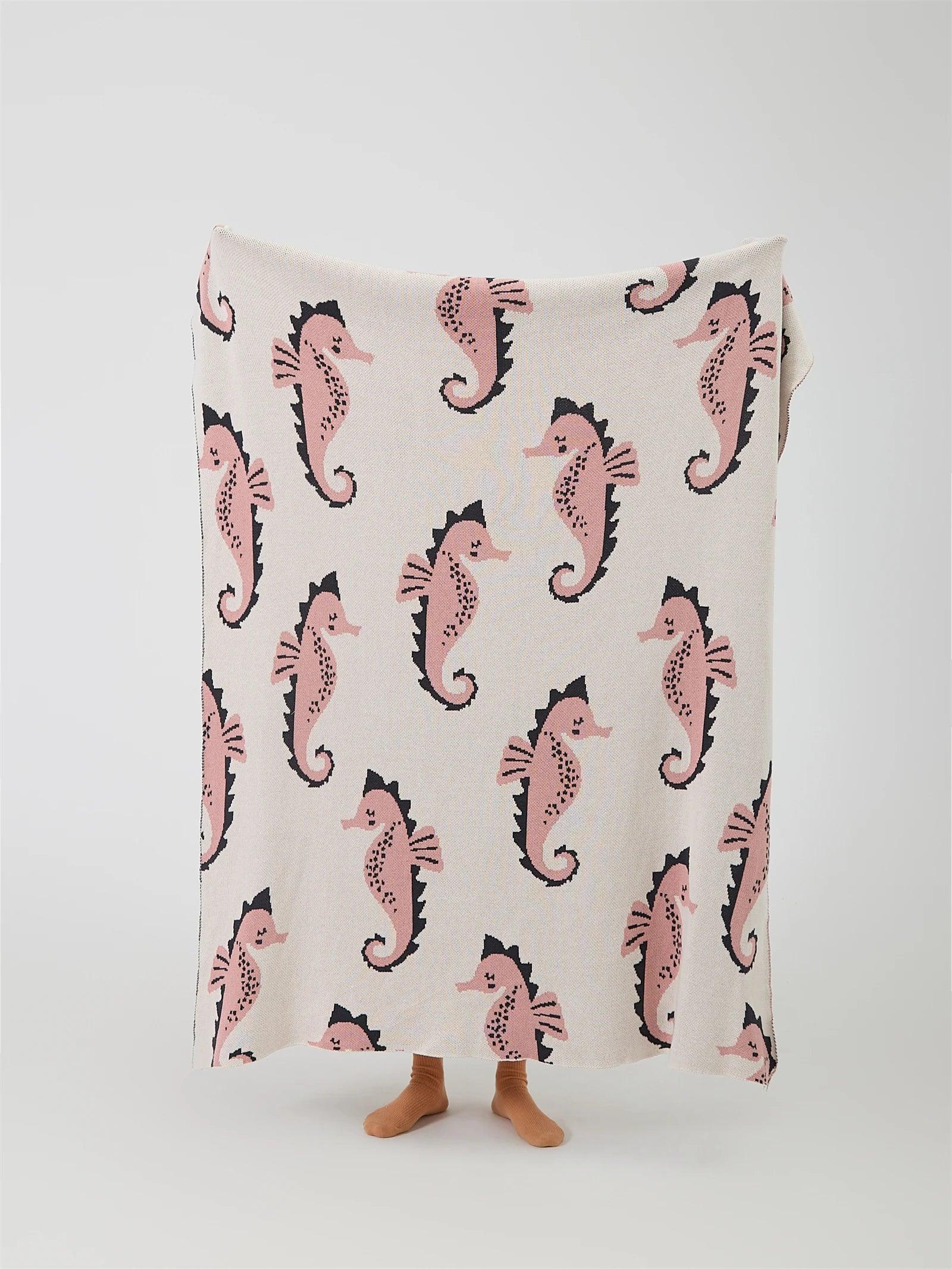 Soft Seahorse Pattern Throw Blanket - Timeless Home