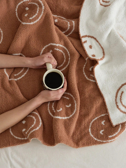 Plush Microfiber Smiley Face Blanket - Timeless Home