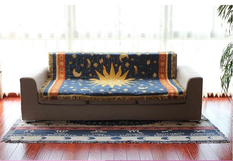 Retro Sun & Map Throw Blanket - Timeless Home