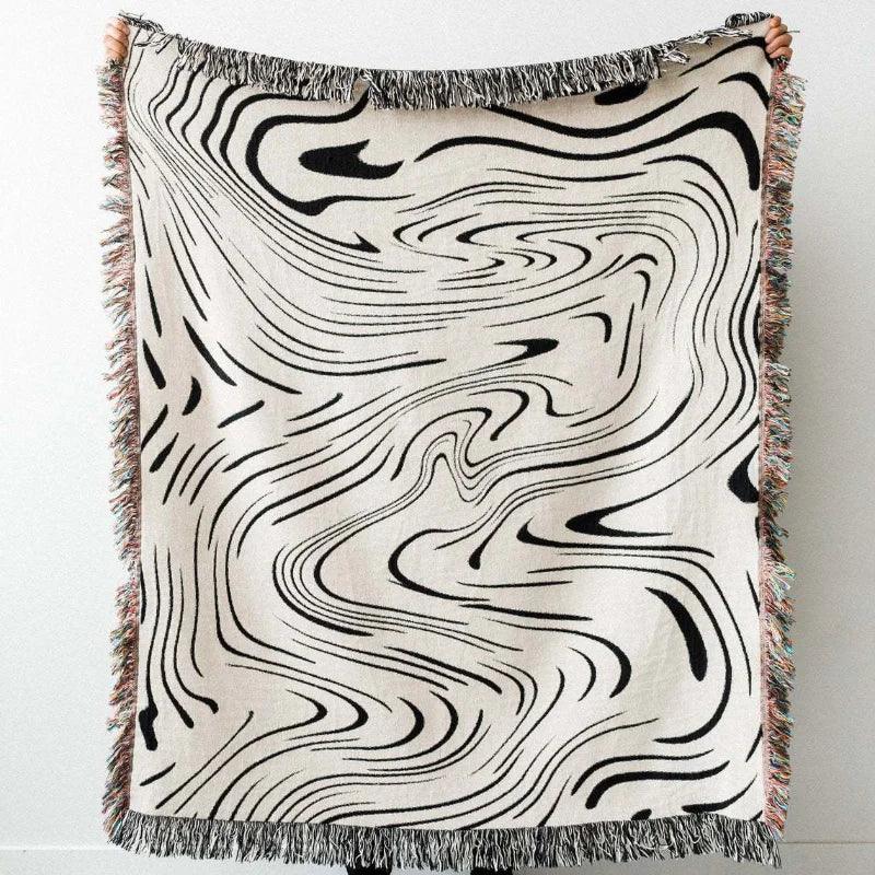 Black Water Wave Throw Blanket - Timeless Home