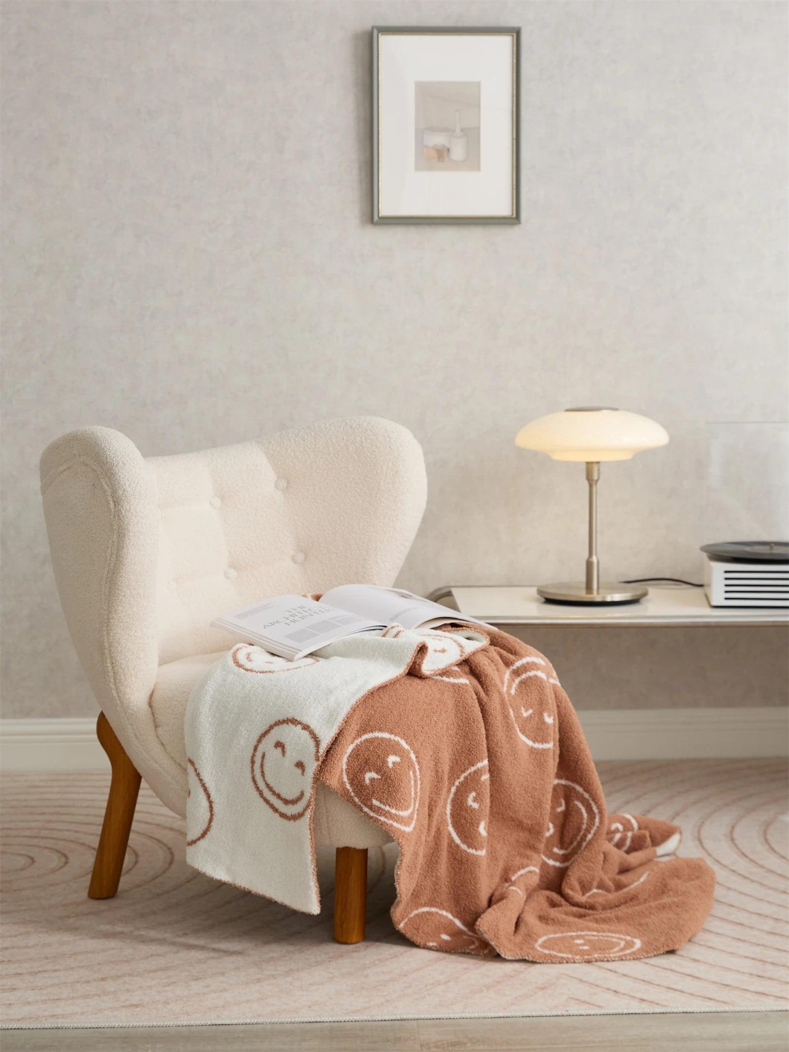 Plush Microfiber Smiley Face Blanket - Timeless Home