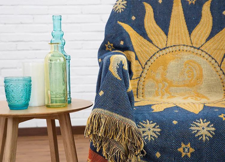 Retro Sun & Map Throw Blanket - Timeless Home