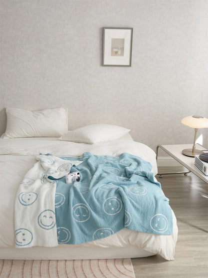 Plush Microfiber Smiley Face Blanket - Timeless Home