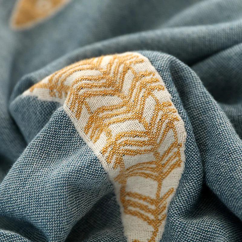 Leaf & Fish Cotton Throw Blanket - Timeless Home