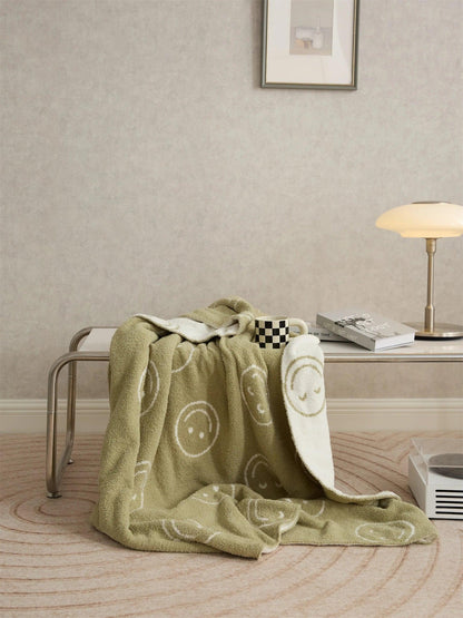 Plush Microfiber Smiley Face Blanket - Timeless Home