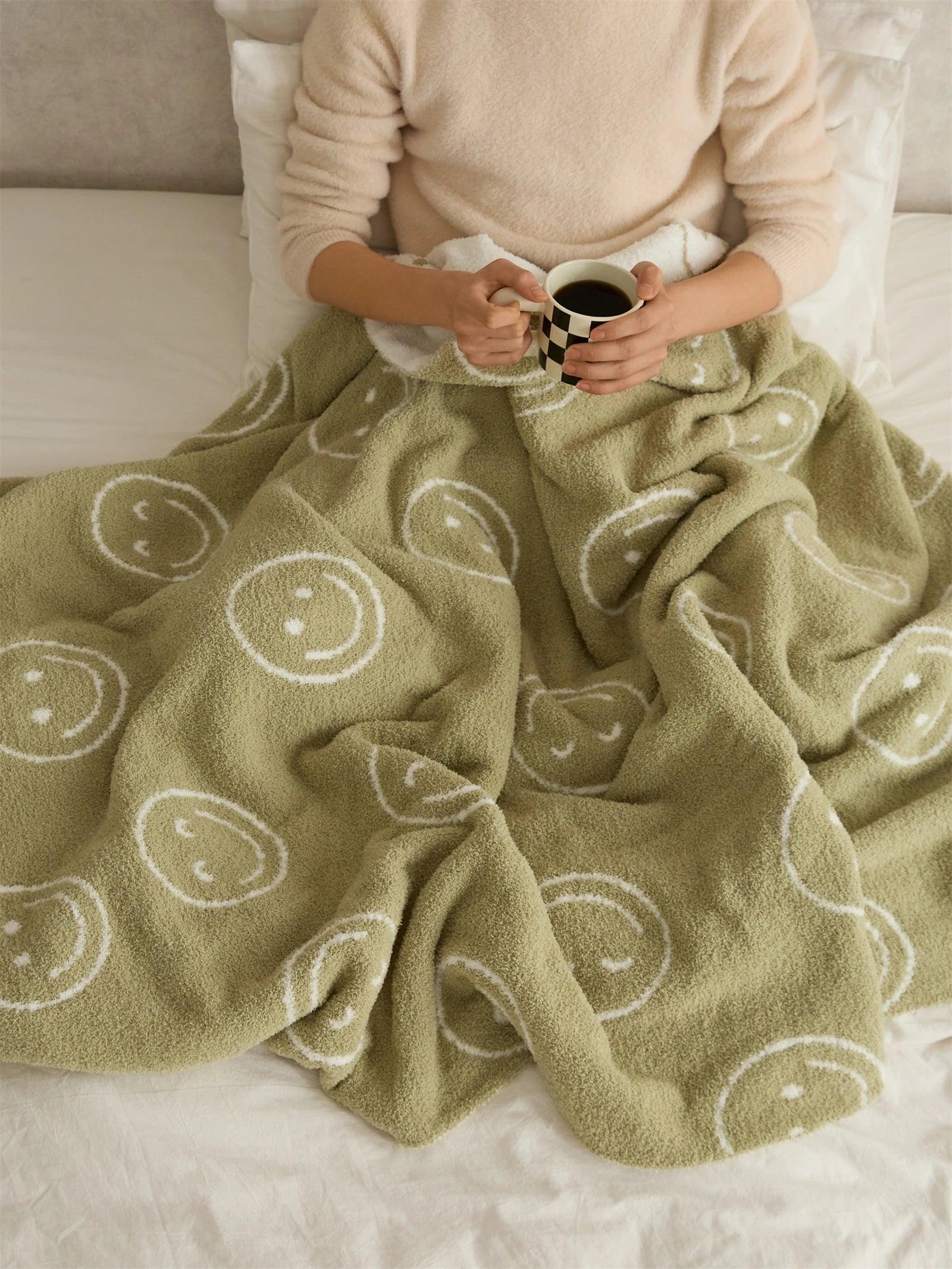 Plush Microfiber Smiley Face Blanket - Timeless Home