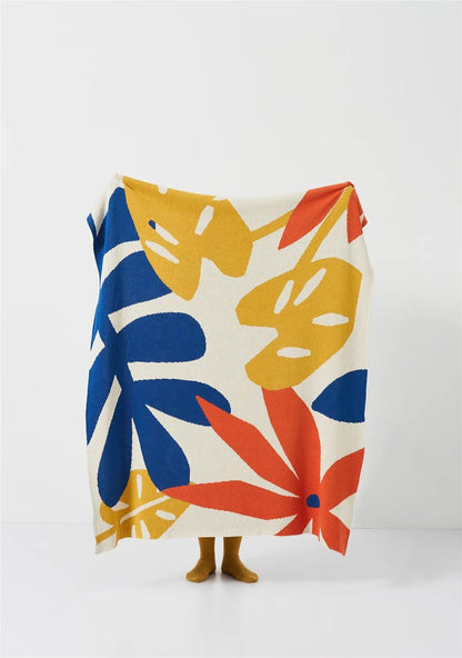 Pastoral Leaf Pattern Knit Blanket - Timeless Home