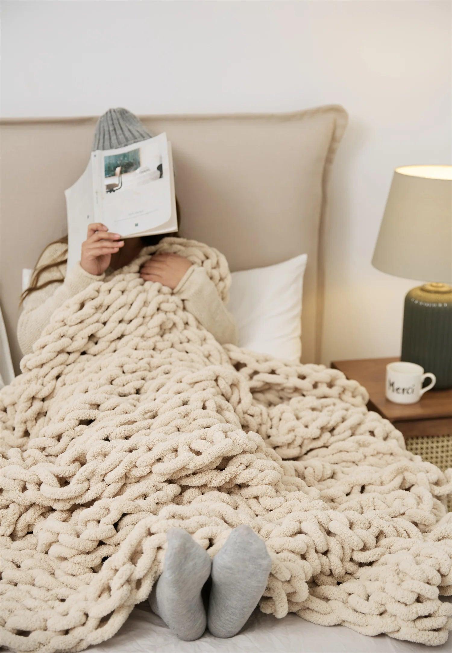 Cozy Chenille Chunky Knit Blanket - Timeless Home