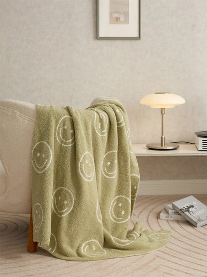 Plush Microfiber Smiley Face Blanket - Timeless Home