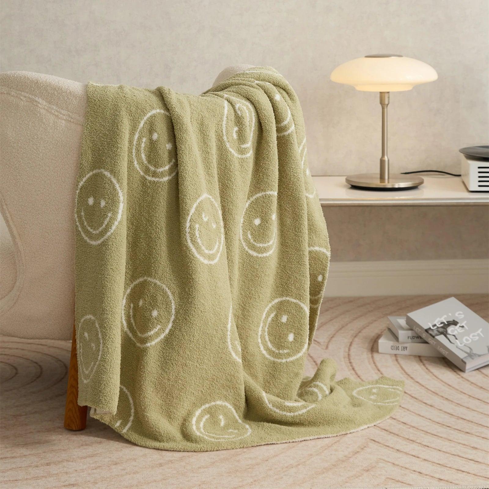 Plush Microfiber Smiley Face Blanket - Timeless Home