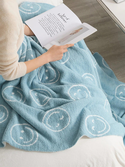 Plush Microfiber Smiley Face Blanket - Timeless Home