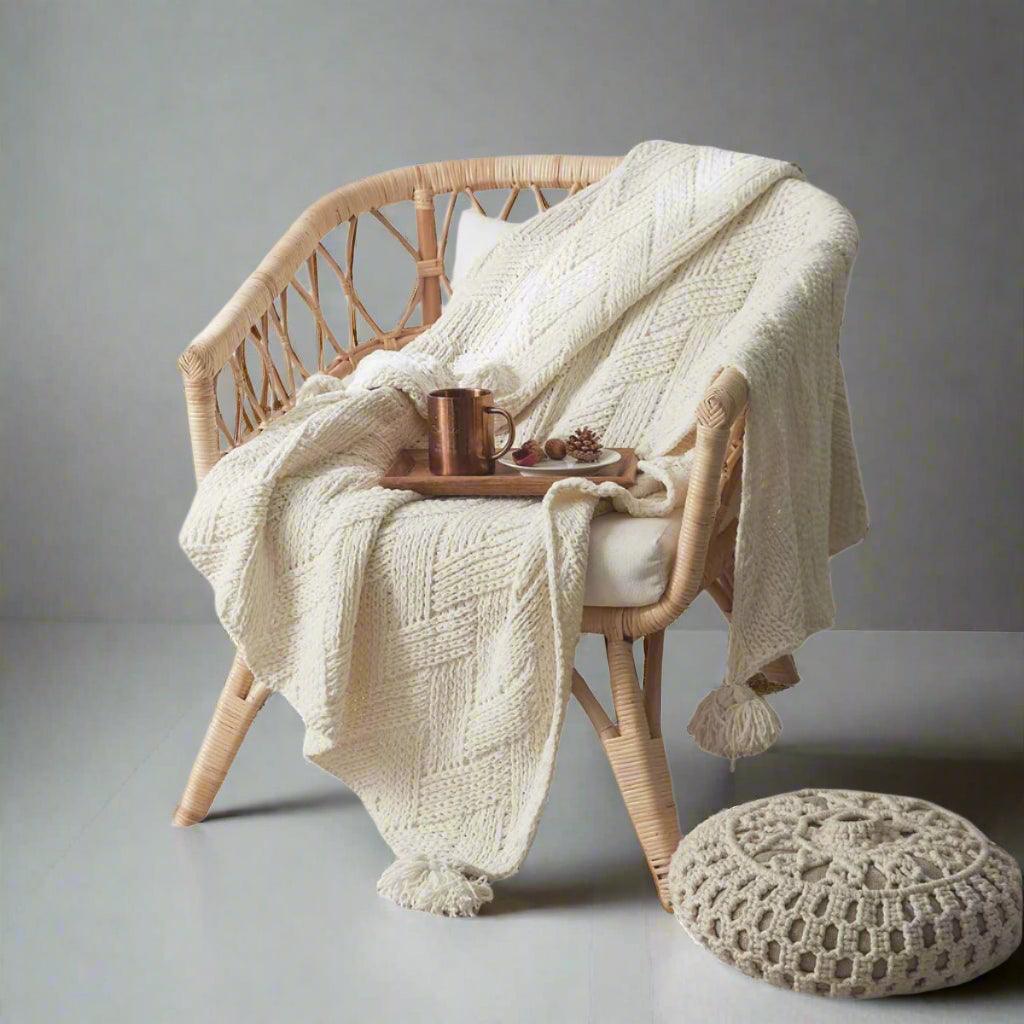 Soft Chenille Tassel Blanket - Timeless Home