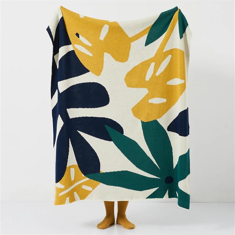 Pastoral Leaf Pattern Knit Blanket - Timeless Home