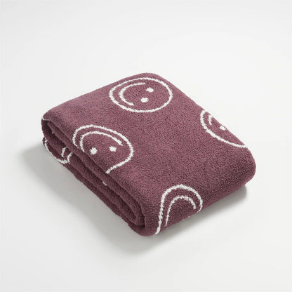 Plush Microfiber Smiley Face Blanket - Timeless Home