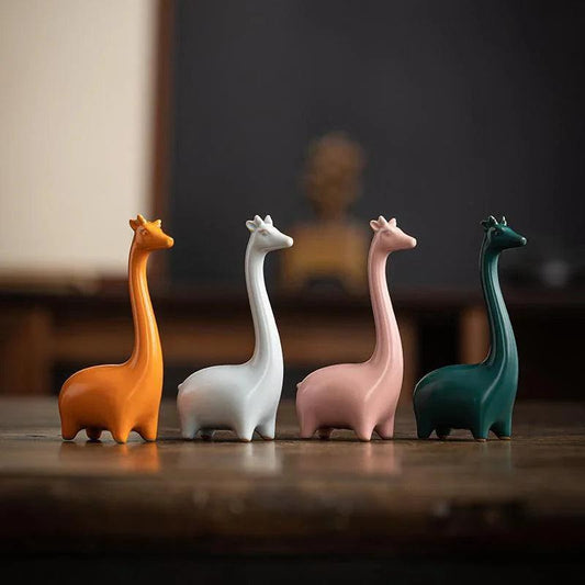 Mini Ceramic Giraffe & Elephant Figurines - Timeless Home