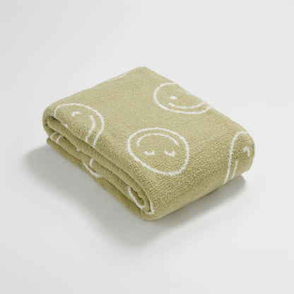 Plush Microfiber Smiley Face Blanket - Timeless Home