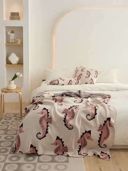 Soft Seahorse Pattern Throw Blanket - Timeless Home