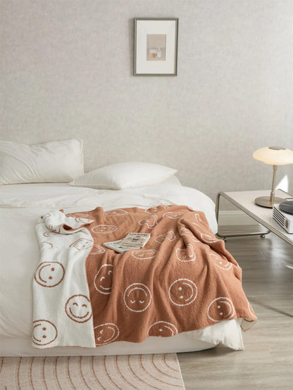 Plush Microfiber Smiley Face Blanket - Timeless Home