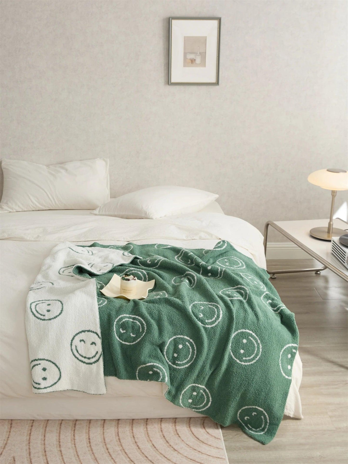 Plush Microfiber Smiley Face Blanket - Timeless Home