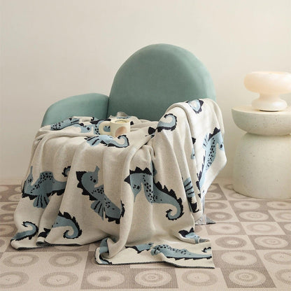 Soft Seahorse Pattern Throw Blanket - Timeless Home