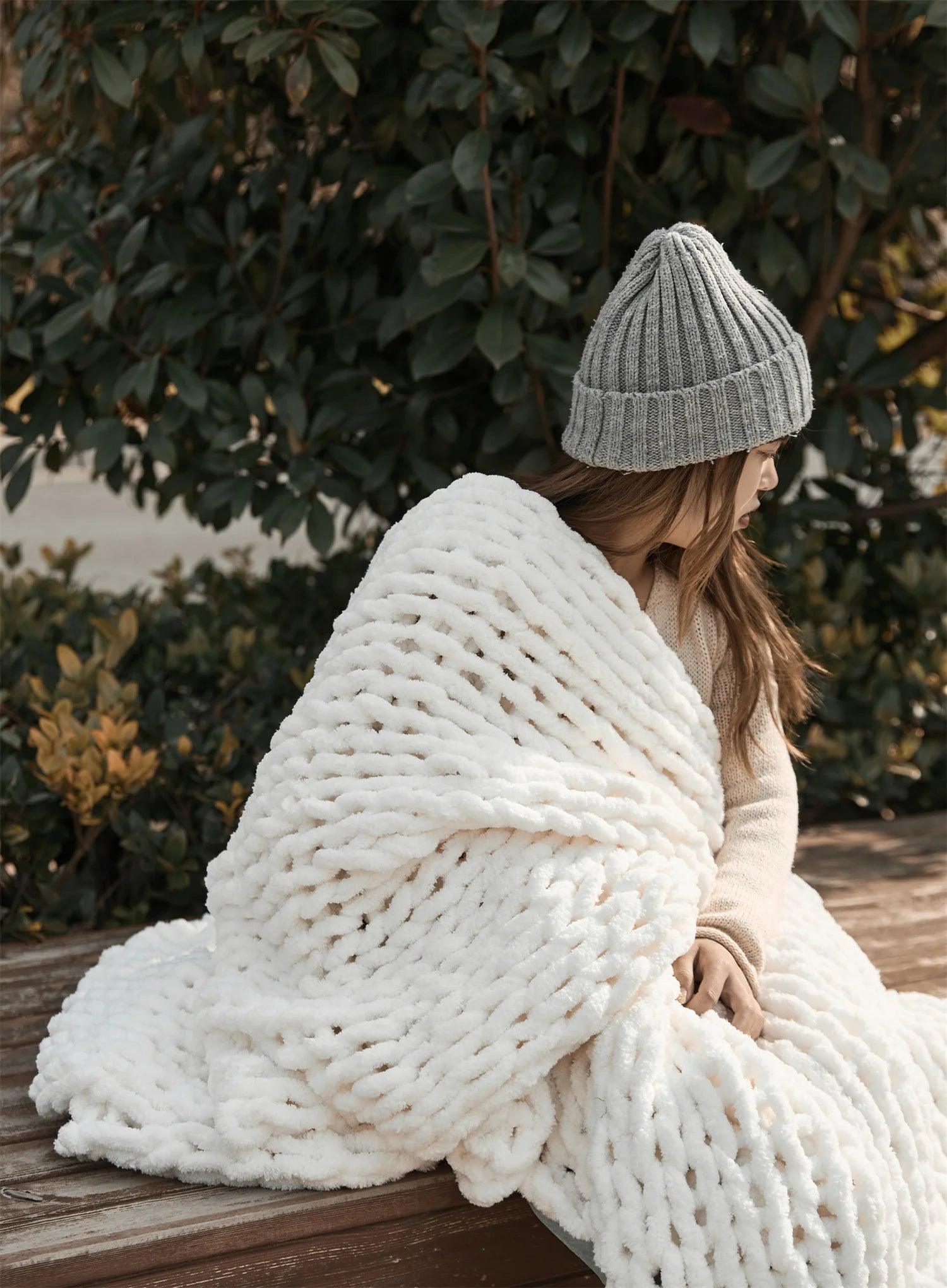 Cozy Chenille Chunky Knit Blanket - Timeless Home