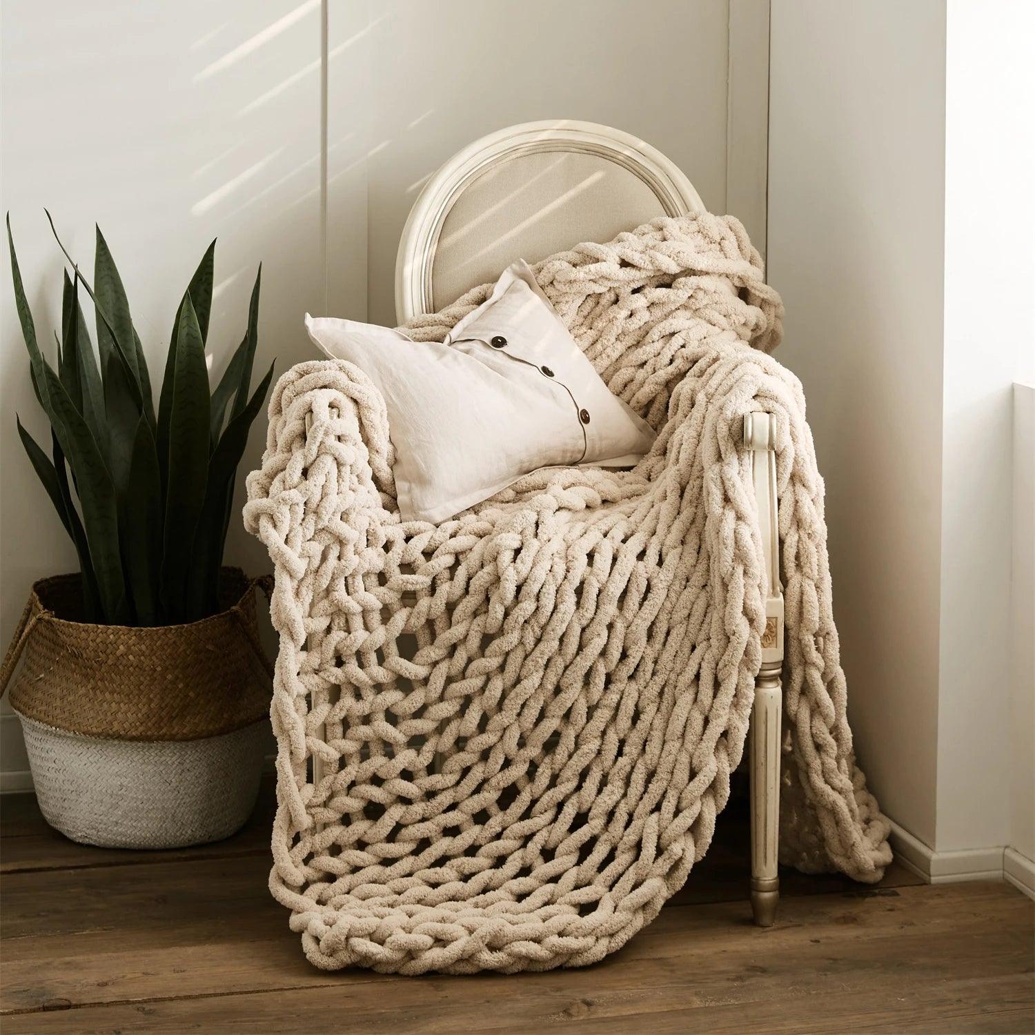 Cozy Chenille Chunky Knit Blanket - Timeless Home